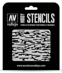 VALLEJO PAINT -  PIXELATED MODERN CAMO (125 X 125MM) -  HOBBY STENCILS VAL-HS #CAM004