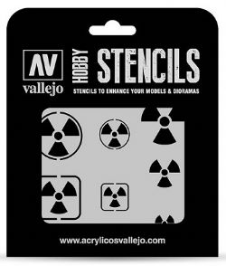 VALLEJO PAINT -  RADIOACTIVITY SIGNS (125 X 125MM) -  HOBBY STENCILS VAL-HS #STSF005