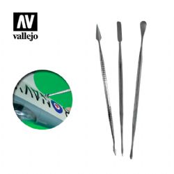 VALLEJO PAINT -  SET OF 3 STAINLESS STEEL CARVERS -  TOOLS VAL-TOOL #T02002