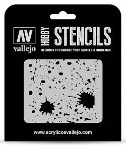 VALLEJO PAINT -  SPLASH & STAINS (125 X 125MM) -  HOBBY STENCILS VAL-HS #STTX003