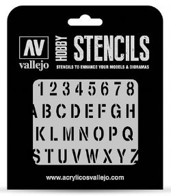 VALLEJO PAINT -  STAMP FONT (125 X 125MM) -  HOBBY STENCILS VAL-HS #STLET002