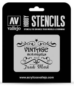 VALLEJO PAINT -  VINTAGE MOTORCYCLES SIGN (125 X 125MM) -  HOBBY STENCILS VAL-HS #STLET005