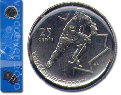 VANCOUVER 2010 -  2007 ICE HOCKEY QUARTER BOOKMARK WITH COMMEMORATIVE PIN -  2007 CANADIAN COINS