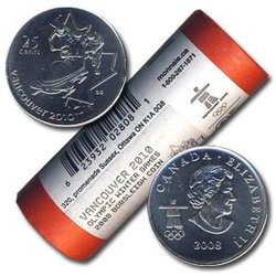 VANCOUVER 2010 -  2008 25-CENT ORIGINAL ROLL - BOBSLEIGH (SPECIAL EDITION) -  2008 CANADIAN COINS 09