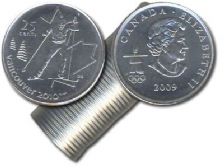 VANCOUVER 2010 -  2009 25-CENT ORIGINAL ROLL - CROSS COUNTRY SKIING -  2009 CANADIAN COINS 10