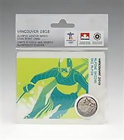 VANCOUVER 2010 -  2010 VANCOUVER OLYMPIC GAMES COIN CARD - ALPINE SKIING 2007 (MULE) -  2007-2010 CANADIAN COINS 05
