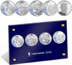 VANCOUVER 2010 -  2010 VANCOUVER OLYMPIC GAMES HOLOGRAM 4-COIN SET: STRONGER -  2007-2009 CANADIAN COINS