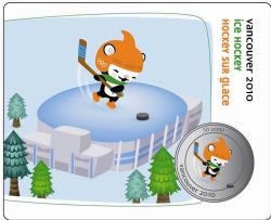 VANCOUVER 2010 -  2010 VANCOUVER OLYMPIC GAMES MASCOTS COIN CARD - MIGA: ICE HOCKEY 2010 -  2007-2010 CANADIAN COINS 01