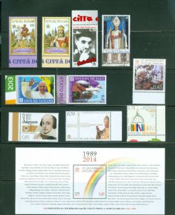 VATICAN -  2014 COMPLETE YEAR SET, NEW STAMPS