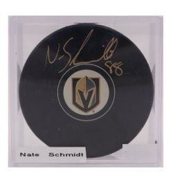 VEGAS GOLDEN KNIGHTS -  NATE SCHMIDT AUTOGRAPHED HOCKEY PUCK - (LOGO)