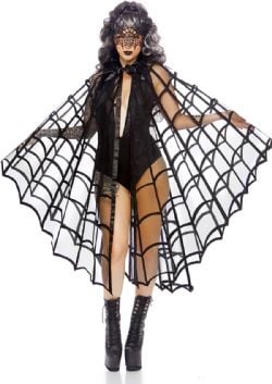 VELVET FLOCKED WEB CAPE WITH SATIN TIE (ADULT - ONE SIZE) -  CLOAKS