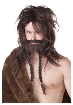 VIKINGS -  VIKING WIG, BEARD & MOUSTACHE - BROWN (ADULT)