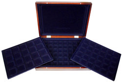 VOLTERRA TRIO -  WOODEN & VELOUR CASE FOR COINS WITH OR WITHOUT CAPSULES