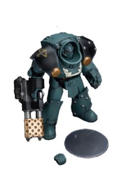 WARHAMMER 40K -  SONS OF HORUS TARTAROS TERMINATOR SQUAD TERMINATOR WITH HEAVY FLAMER AND CHAINFIST FIGURINE - 1/18 SCALE -  JOYTOY