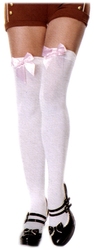 WHITE WITH LIGHT PINK BOW THIGH HIGH (ADULT - ONE SIZE)