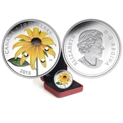 WILDFLOWERS -  BLACK-EYED SUSAN WITH CRYSTAL DEW DROPS -  2015 CANADIAN COINS 06
