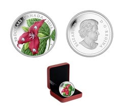 WILDFLOWERS -  RED TRILLIUM WITH CRYSTAL DEW DROPS -  2014 CANADIAN COINS 05