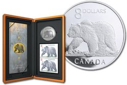 WILDLIFE IN STAMP AND COIN -  THE GREAT GRIZZLY -  2004 CANADIAN COINS 04