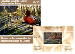 WILDLIFE STAMPS -  2014 CANADIAN WILDLIFE HABITAT CONSERVATION STAMP 30