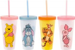 WINNIE THE POOH -  4 PIECES SET HEAT REACTIVE PLASTIC TUMBLER (24 OZ)