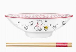 WINNIE THE POOH -  WINNIE WHITE BOWL (30 OZ) -  RAMEN BOWL WITH CHOPSTICKS