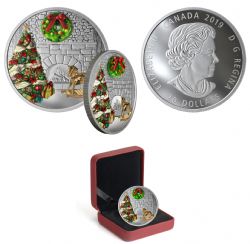 WINTER SCENES WITH VENITIAN GLASS -  HOLIDAY WREATH -  2019 CANADIAN COINS 06