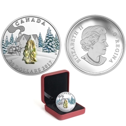 WINTER SCENES WITH VENITIAN GLASS -  SNOW COVERED TREES -  2017 CANADIAN COINS 04