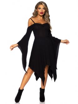 WITCH -  BELL SLEEVED PEASANT DRESS - BLACK (ADULTE)