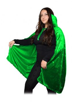 WITCH -  MOON/STAR VELOUR CAPE WITH LACE DETAILING - GREEN (36