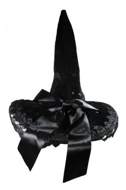 WITCH -  MOON/STAR VELOUR WITCH HAT - BLACK (ADULT)
