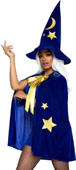 WIZARD -  WIZARD CAPE SET - BLUE AND YELLOW (ADULT - ONE SIZE) -  CLOAKS