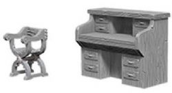 WIZKIDS DEEP CUTS UNPAINTED MINIATURES -  DESK & CHAIR (ENGLISH) -  RPG MINIATURE
