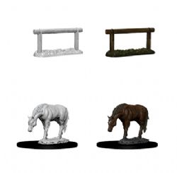 WIZKIDS DEEP CUTS UNPAINTED MINIATURES -  HORSE AND HITCH -  RPG MINIATURE