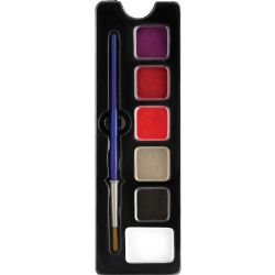 WOOCHIE -  HORROR MAKEUP PALETTE - WHITE, DEAD GUY GREY, RED, BRUISE RED, CORPSE YELLOW AND BLACK -  WATER-ACTIVATED MAKEUP