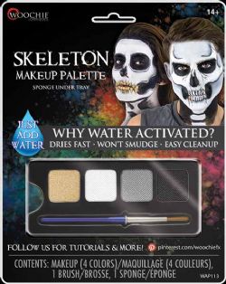 WOOCHIE -  SKELETON MAKEUP PALETTE - GOLD, WHITE, GREY & BLACK -  WATER-ACTIVATED MAKEUP