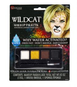 WOOCHIE -  WILDCAT MAKEUP PALETTE - WHITE, YELLOW, BROWN AND BLACK -  WATER-ACTIVATED MAKEUP