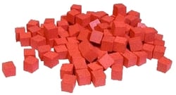 WOODEN CUBES 10MM- RED (100)