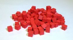 WOODEN CUBES 8MM - RED (100)