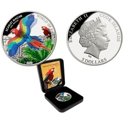 WORLD OF PARROTS -  SCARLET MACAW -  2016 COOK ISLANDS COINS 03