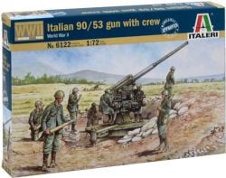 WORLD WAR TWO -  ITALIAN 90/53 GUN WITH CREW - 1/72 -  ITALERI