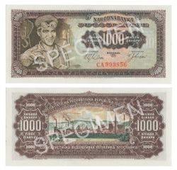 YUGOSLAVIA -  1000 DINARS 1963 (UNC) 75