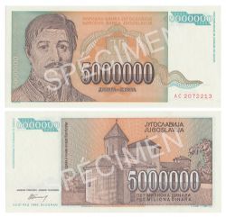 YUGOSLAVIA -  5 000 000 DINARS 1993 (UNC) 132