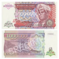 ZAIRE -  1 000 000 ZAIRES 1992 (UNC) 44A