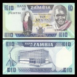 ZAMBIA -  10 KWACHA 1980-1988 (UNC) 26