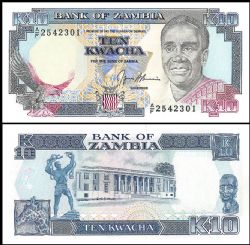 ZAMBIA -  10 KWACHA 1989-1991 (UNC) 31