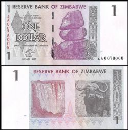 ZIMBABWE -  1 DOLLAR 2007 (2008) (UNC) 65