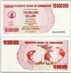 ZIMBABWE -  10,000,000 DOLLARS 2008 (UNC) 55