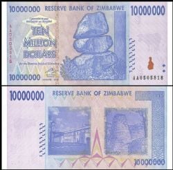 ZIMBABWE -  10,000,000 DOLLARS 2008 (UNC) 78