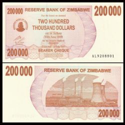 ZIMBABWE -  200,000 DOLLARS 2007 (UNC) 49