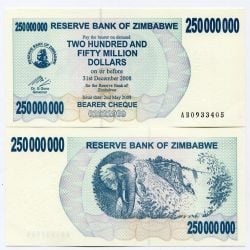 ZIMBABWE -  250,000,000 DOLLARS 2008 (UNC) 59